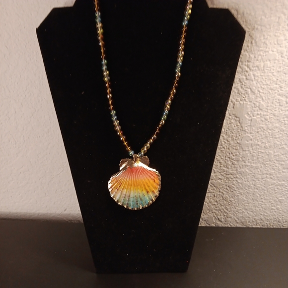 EXQUISITE 1950 Louis Dell Olio Aurora Crystal Capiz Shell 10" Bohochic Necklace. - Picture 4 of 5